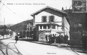 Tramway à la gare de GIères 1910
