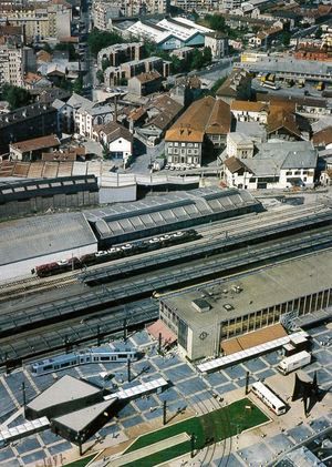 Vue aérienne de la gare de Grenoble 1968
