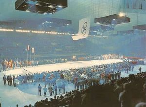 Cérémonie de cloture des JO de Grenoble au stade de Glace 1968