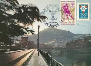 L'Isère et les quais, carte postale datant des années  olympique 1968 1968