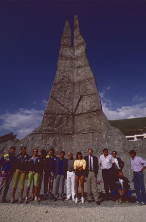 Inauguration du mur d'escalade des deux Alpes 1990