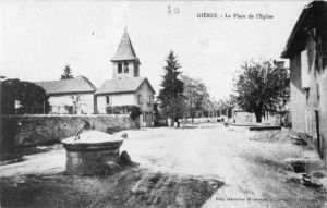 La place de l'Eglise de Gières 1908