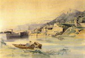 Vue de l'isère, aquarelle 1880