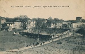 POLIÉNAS, quartier de l´Église et l'ancien Château de la Marcousse 1900