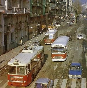 Trolleybus grenoblois, cours Jean Jaurès 1977