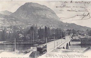 Le Pont de l'Île Verte, le Saint-Eynard et la Dente de Crolles 1904