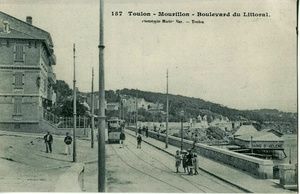 Tramway de Toulon au Mourillon, Bd du Littoral. 1900