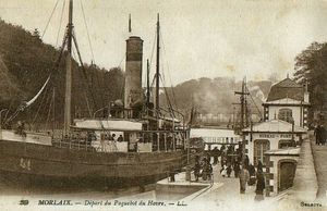 Morlaix, départ du paquebot du Havre 1900