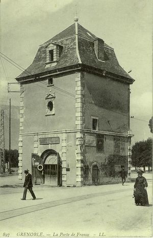 La Porte de France, utilisée pour le sauvetage de personnes tombant dans l'Isère 1905