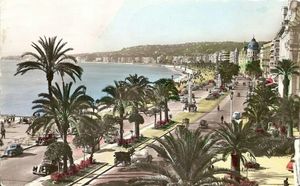 Voitures anciennes sur la Promenade des Anglais 1910