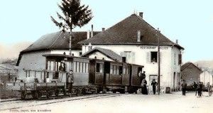 Gare de Veyrins, le Tram avec chargement 1913