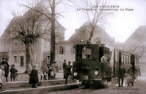 Les Avenières, La Place, arrêt du Tramway 1910