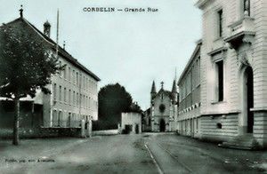 Corbelin, la Mairie, et l'usine Donat 1910