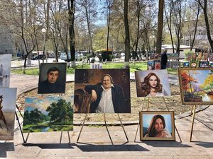Peinture de Depardieu au Martiros Saryan Park 2019