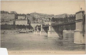 Ancien Pont Saint-Clair, vue sur la Croix Rousse 1910