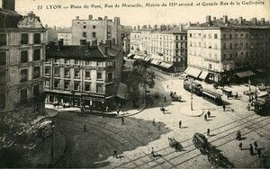 Place du Pont, rue de Marseille, Grande Rue de la Guillotière 1900
