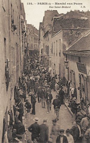 Marché aux puces, rue St Medard 1900
