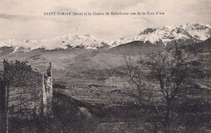 Saint Ismier, la chaîne de Belledonne vue de la Tour d´Arce 1920