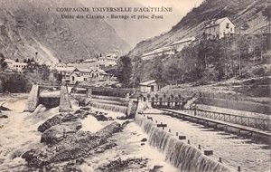 Usine des Clavaux, la Compagnie Universelle d'Acétylène, barrage 1905