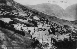 Vue sur le village d'AURIS (1305m), Massif de l'Oisans 1930