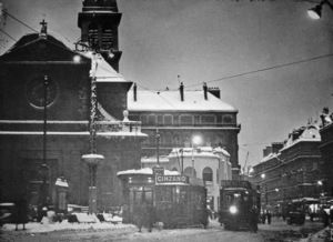 Les tramway-voyageurs de Grenoble (SGTÉ) sur la rue Félix Poulat 1935