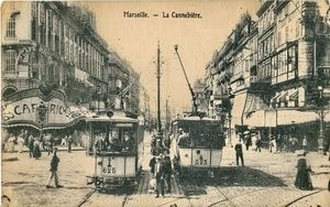 Anciens tramways sur la Canebière, Marseille avant la 1ère Guerre Mondiale 1910