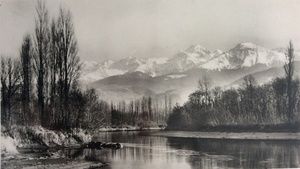 Grenoble, les bords de l'Isère et les Alpes, à l'île d'Amour 1950