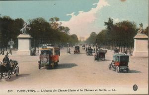 Véhicules sur les Champs et les Chevaux de Marly 1900