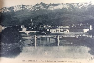 Grenoble, pont de la Porte de France et la Chaîne des Alpes 1900