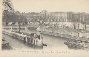 Bord de la Seine, le pont des Arts et le Louvre 1900