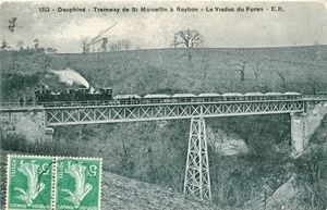 Le Viaduc du Furan, jour du passage du train d'essai 1908