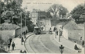 Arrivée du tramway, la Place des Portes, Brest 1900