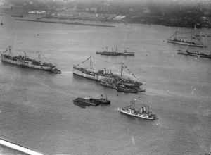 Navires américains à Brest, arrivée du président Wilson 1919